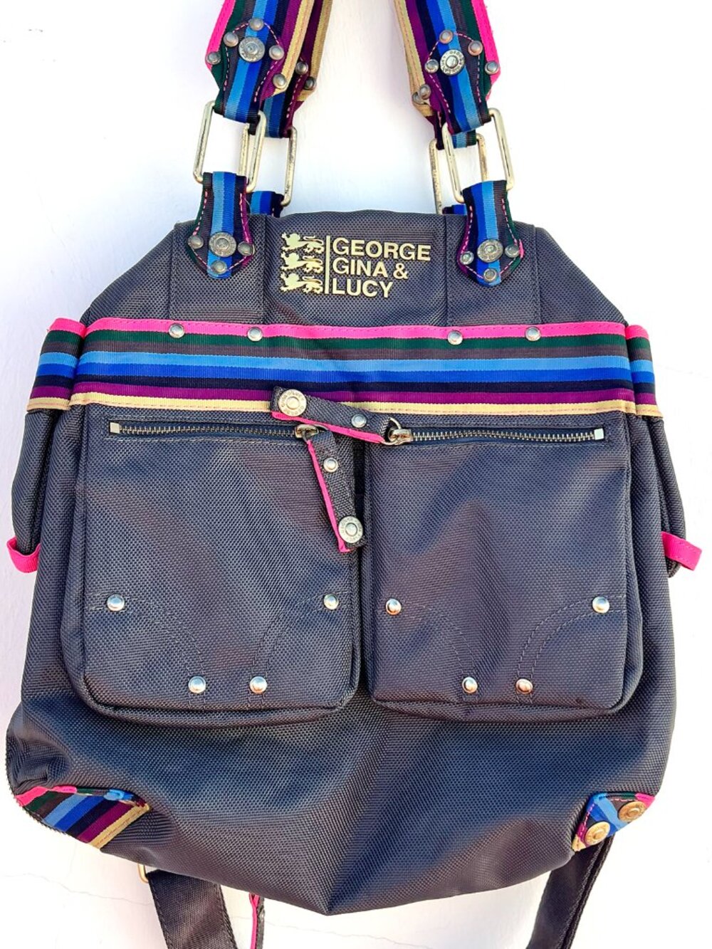 George Gina & Lucy GGL Utilitarian Canvas Tote Crossbody Bag Y2K Gorpcore